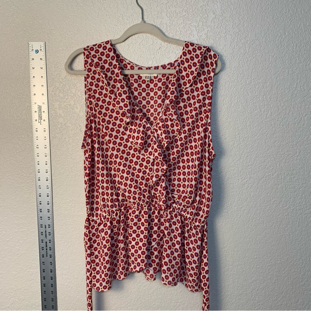Red Polka Dot Sleeveless blouse top shirt